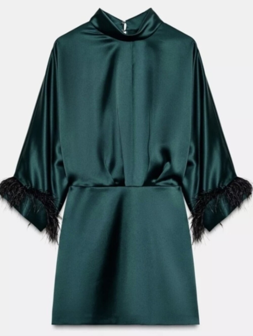Zara FEATHER SATIN EFFECT SHORT DRESS